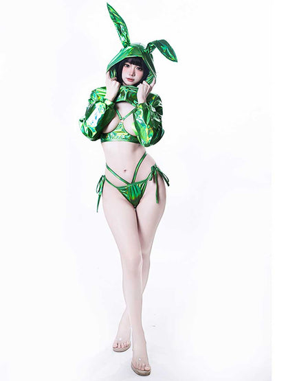 Cyber Bunny Reflective Costume - Holographic Glow Rave Gear blesssafe