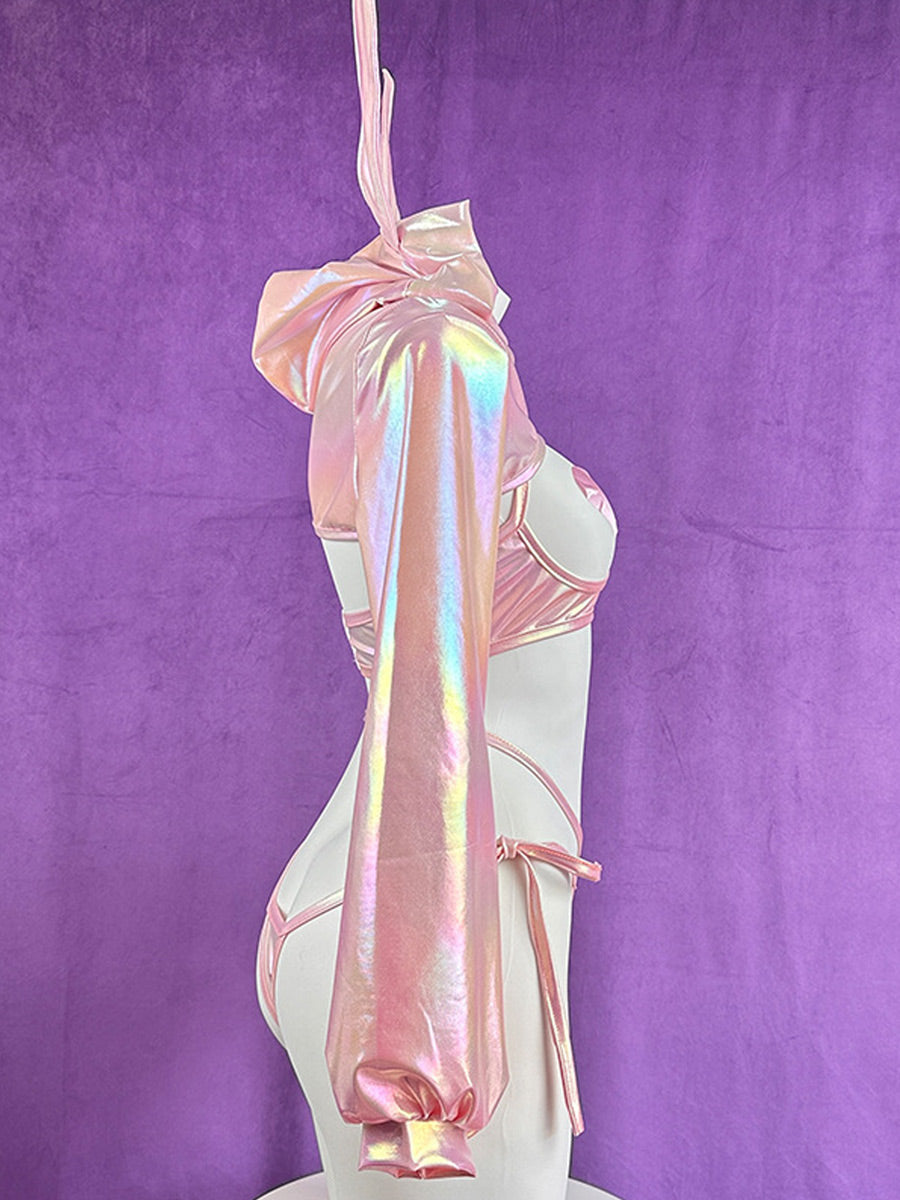 Cyber Bunny Reflective Costume - Holographic Glow Rave Gear blesssafe