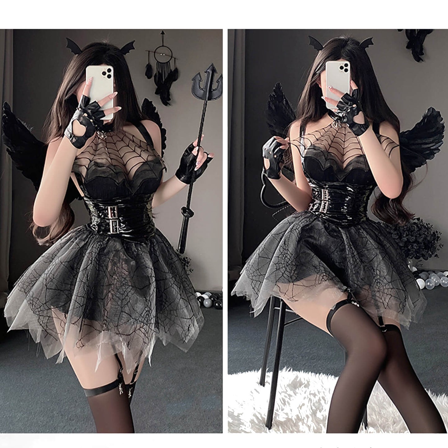 Spiderweb Mesh Gothic Lingerie Dress