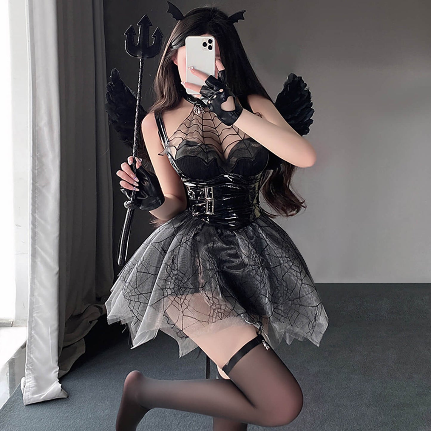 Spiderweb Mesh Gothic Lingerie Dress