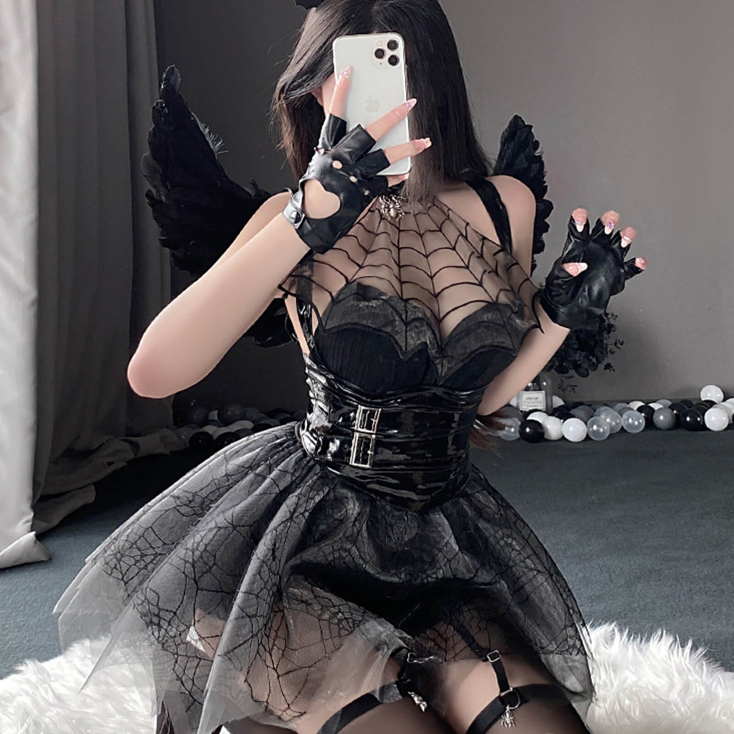 Spiderweb Mesh Gothic Lingerie Dress