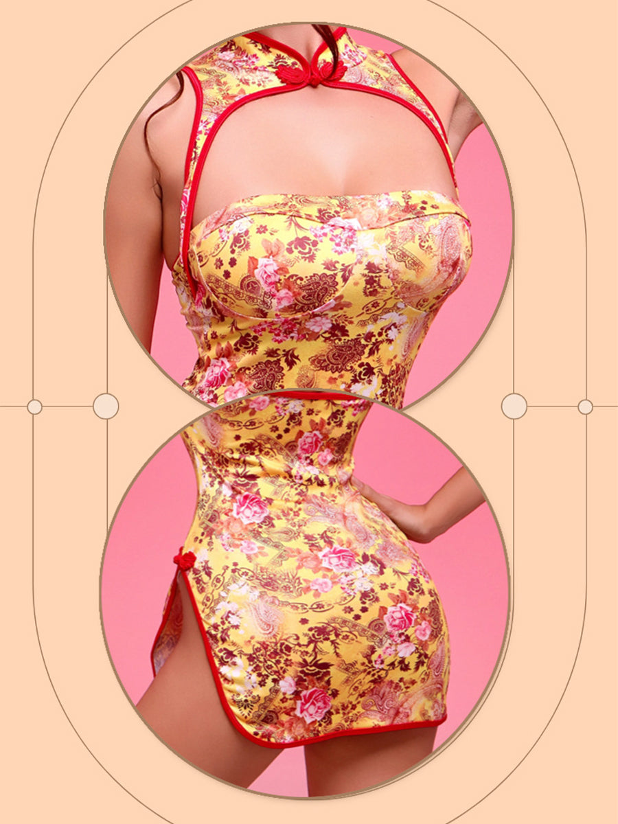 Elegant Modern Floral Cheongsam Dress - Sexy Chinese Qipao Gown Blesssafe