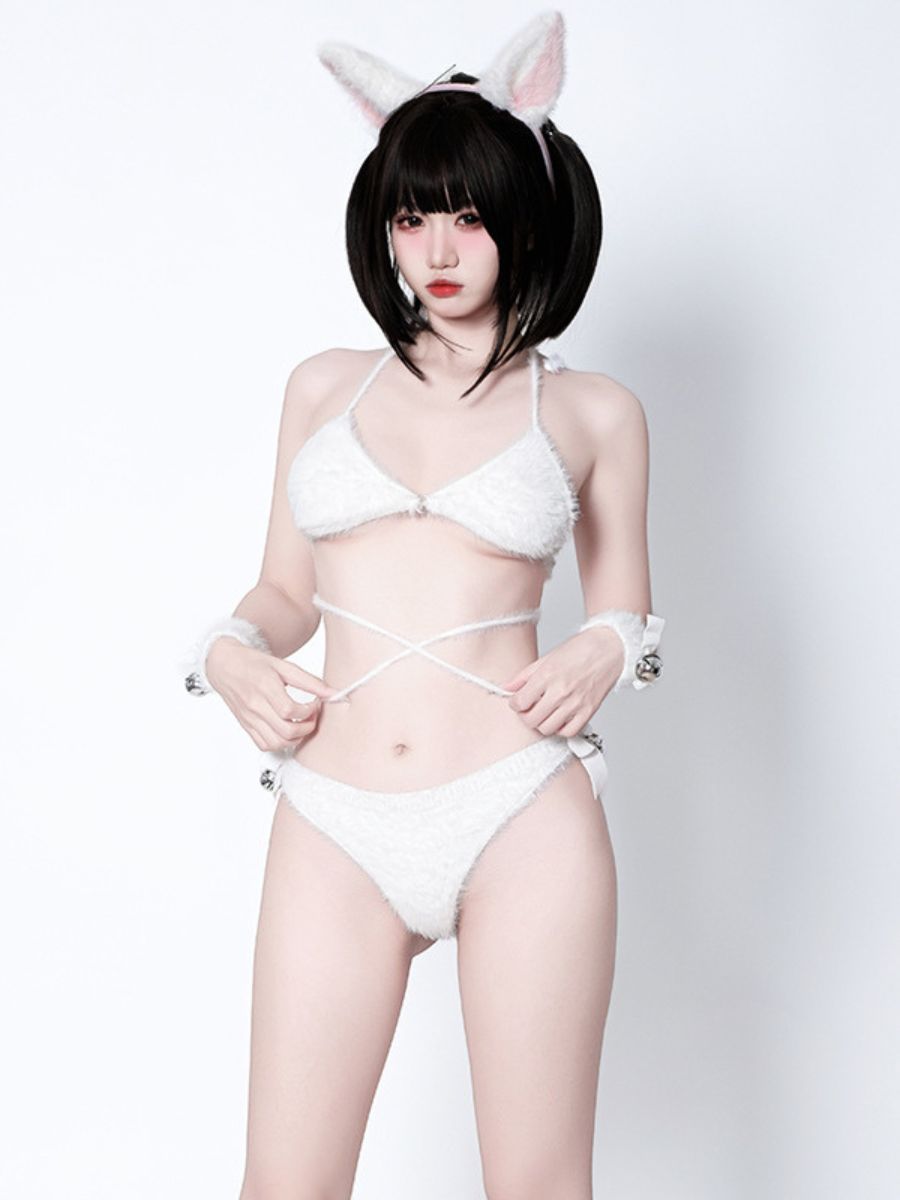 Cute Fluffy Cat Cosplay Lingerie Set blesssafe