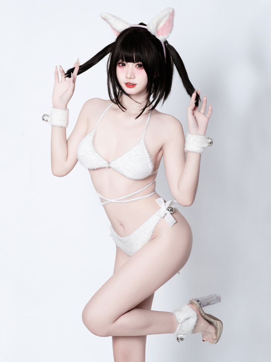 Cute Fluffy Cat Cosplay Lingerie Set blesssafe