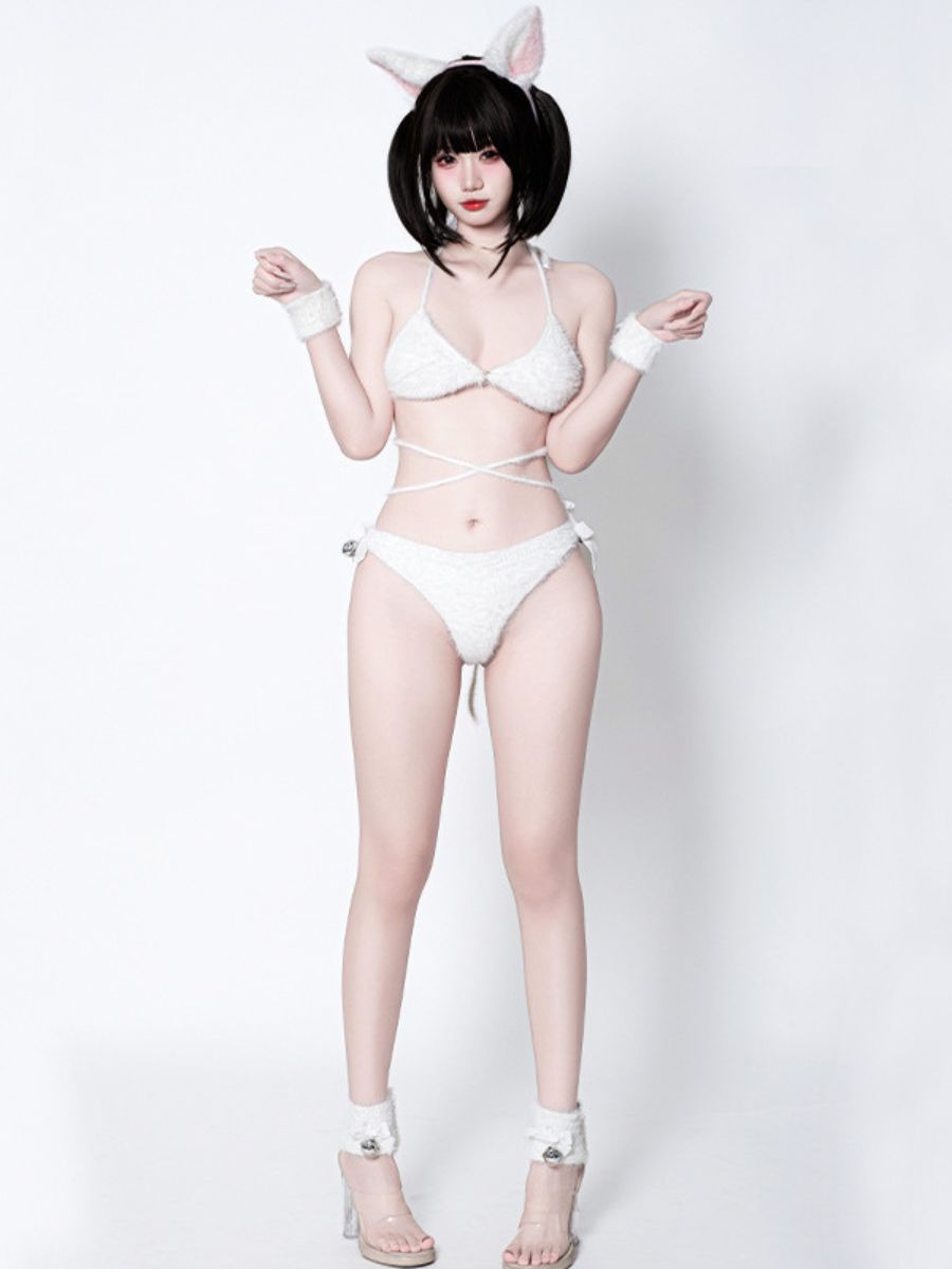Cute Fluffy Cat Cosplay Lingerie Set blesssafe