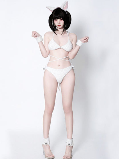 Cute Fluffy Cat Cosplay Lingerie Set blesssafe
