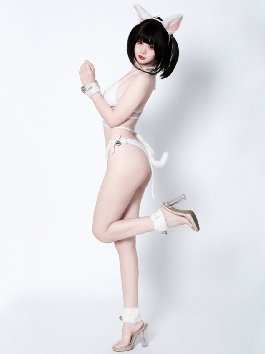 Cute Fluffy Cat Cosplay Lingerie Set blesssafe