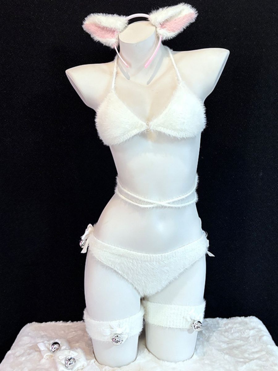 Cute Fluffy Cat Cosplay Lingerie Set blesssafe
