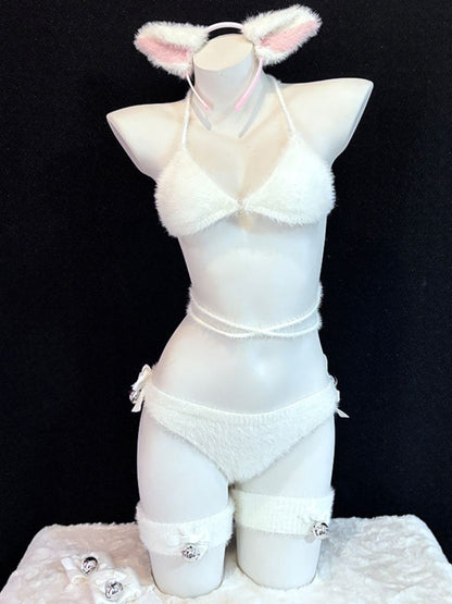 Cute Fluffy Cat Cosplay Lingerie Set blesssafe