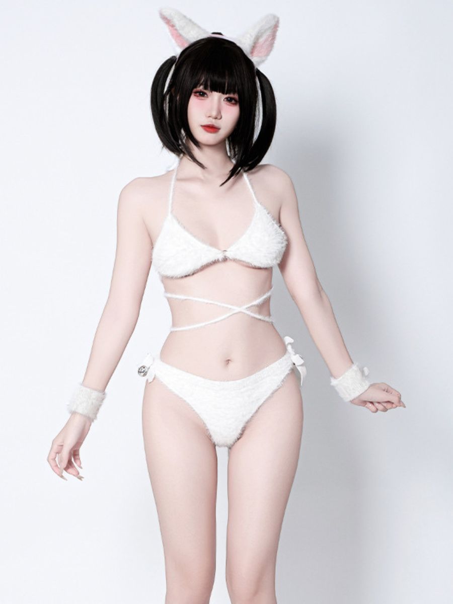 Cute Fluffy Cat Cosplay Lingerie Set blesssafe