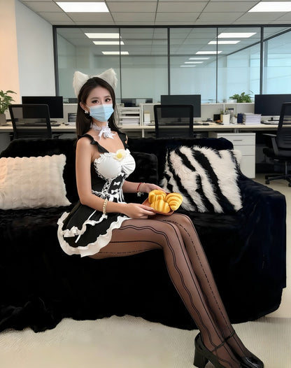 Black and White Maid Outfit - Sexy Anime Lingerie Cosplay Apron Dress Blesssafe
