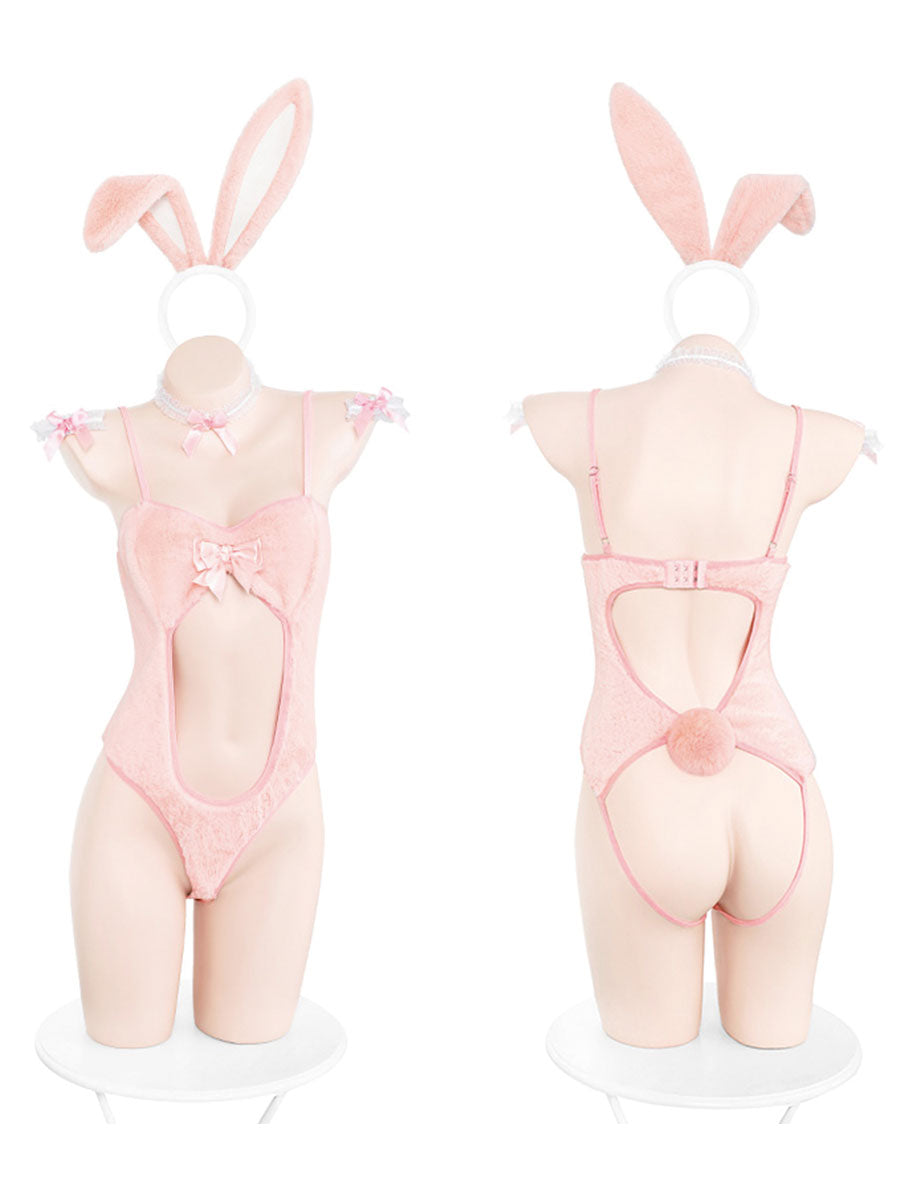 Furry Bunny Ears Teddy Lingerie - Soft Fluffy Cosplay Romper blesssafe