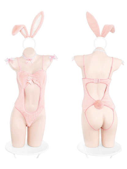 Furry Bunny Ears Teddy Lingerie - Soft Fluffy Cosplay Romper blesssafe