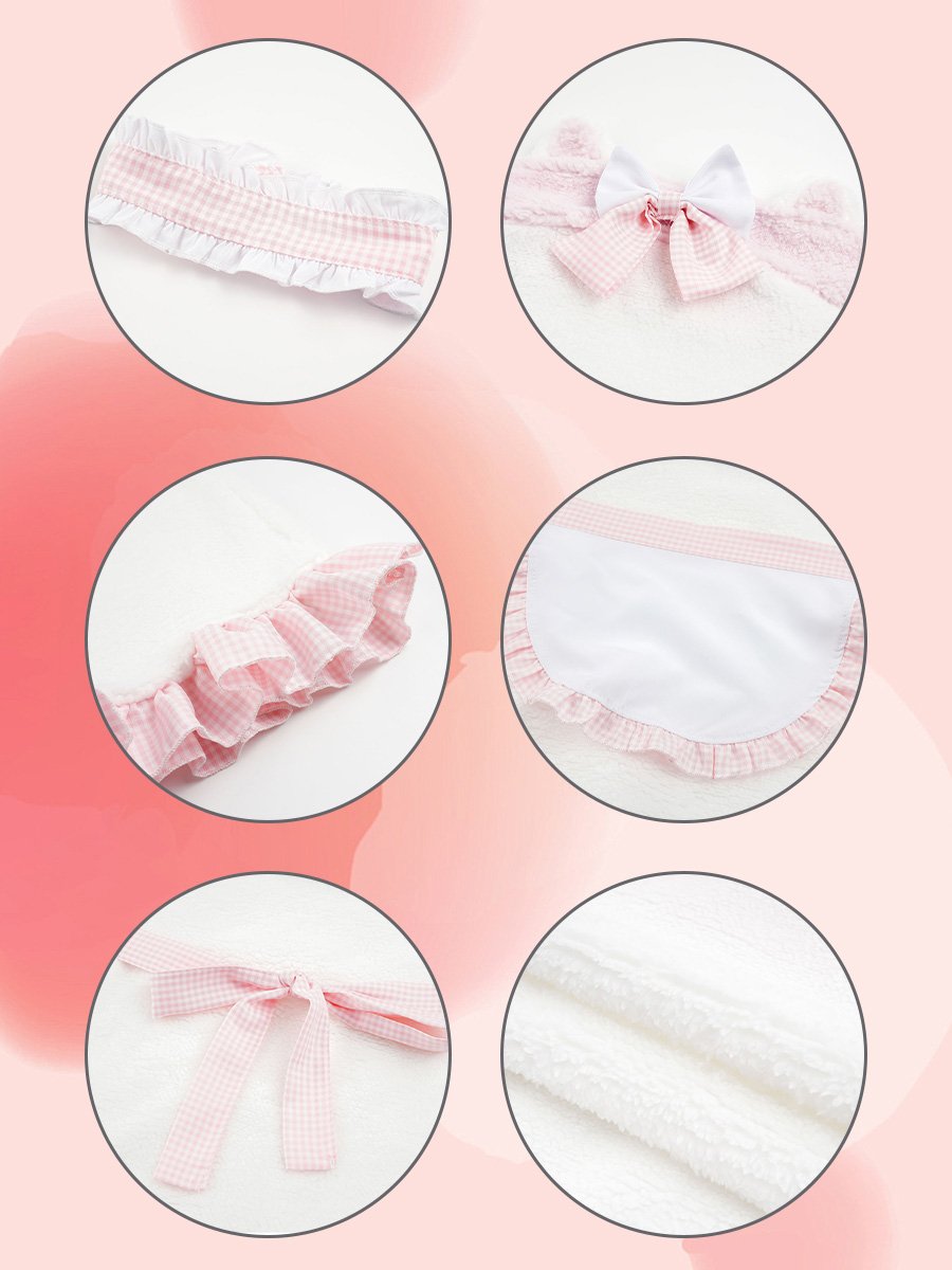 White Furry Cat Strapless Mini Dress Costume blesssafe