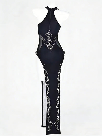 Gothic Elf High Slit Cheongsam - Dark Fantasy Anime Qipao Gown Blesssafe