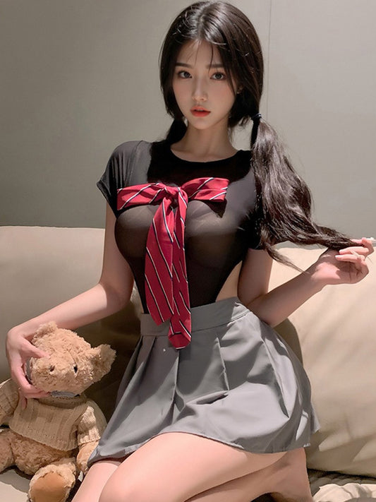 Japanese Style Mesh JK Uniform - Sheer Transparent Sailor Suit Blesssafe