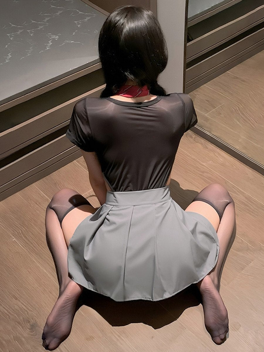 Japanese Style Mesh JK Uniform - Sheer Transparent Sailor Suit Blesssafe