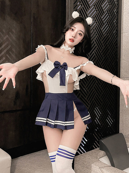 Japanese Style School Girl Lingerie Dress - Flirty Slit JK Nightie Blesssafe