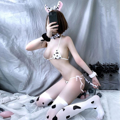Cute Cow Anime Lingerie Sets Micro Bikini Set Kawaii Bra and Panty Blesssafe
