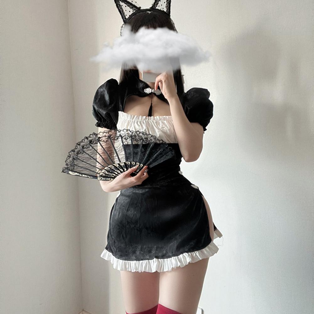 Sexy Chinese Cheongsam Dress Vintage Lolita Anime Cosplay Lingerie High Split Backless Qipao Blesssafe