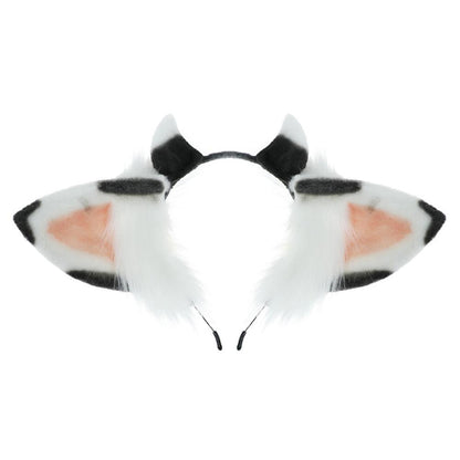 Furry Cow Ears Headwear Cartoon Animal Headband Lolita Cosplay Costume Blesssafe
