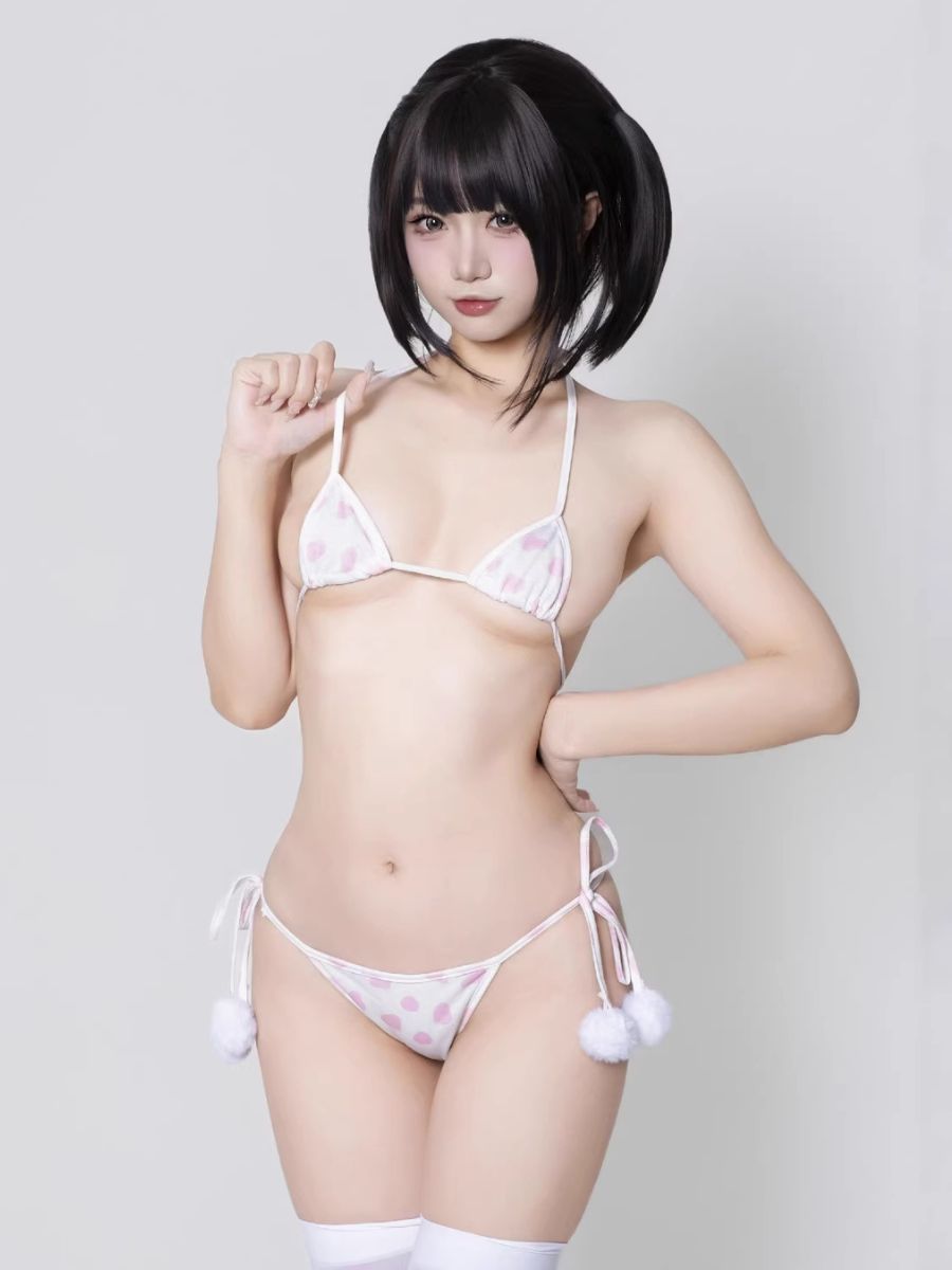 Kawaii Cow Bikini Cosplay Costume - Cute Anime Micro Swimwear Set Blesssafe