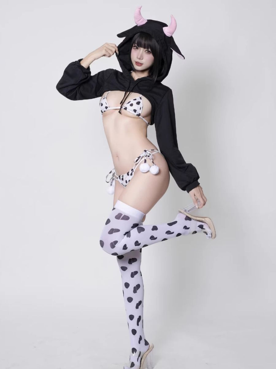 Kawaii Cow Bikini Cosplay Costume - Cute Anime Micro Swimwear Set Blesssafe