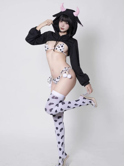 Kawaii Cow Bikini Cosplay Costume - Cute Anime Micro Swimwear Set Blesssafe