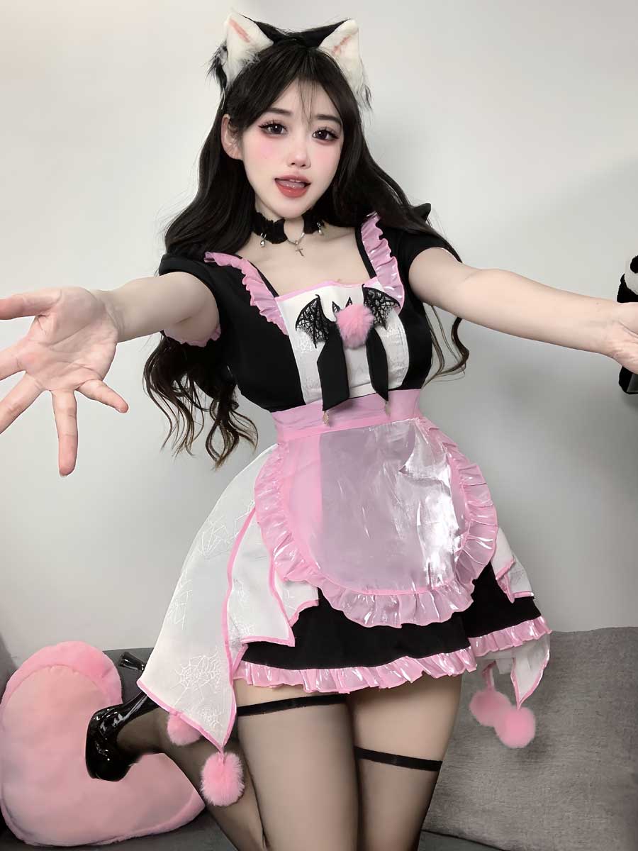 Kawaii Lolita Maid Cosplay Dress with Ruffled Apron Blesssafe