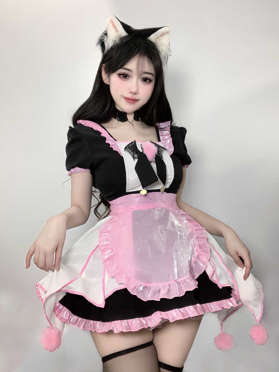 Kawaii Lolita Maid Cosplay Dress with Ruffled Apron Blesssafe