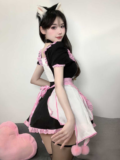Kawaii Lolita Maid Cosplay Dress with Ruffled Apron Blesssafe