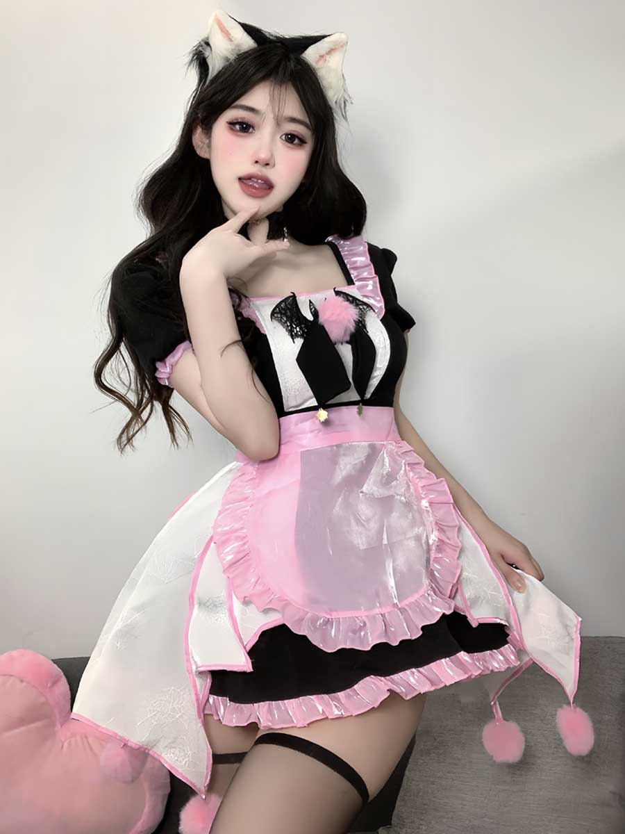 Kawaii Lolita Maid Cosplay Dress with Ruffled Apron Blesssafe
