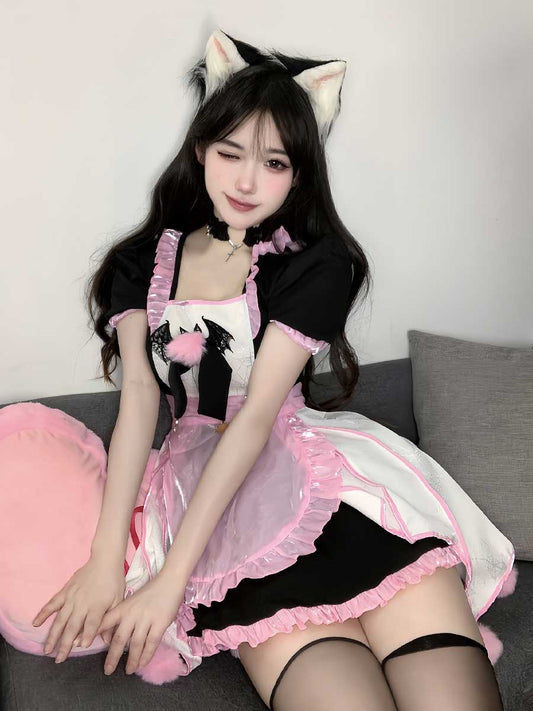Kawaii Lolita Maid Cosplay Dress with Ruffled Apron Blesssafe