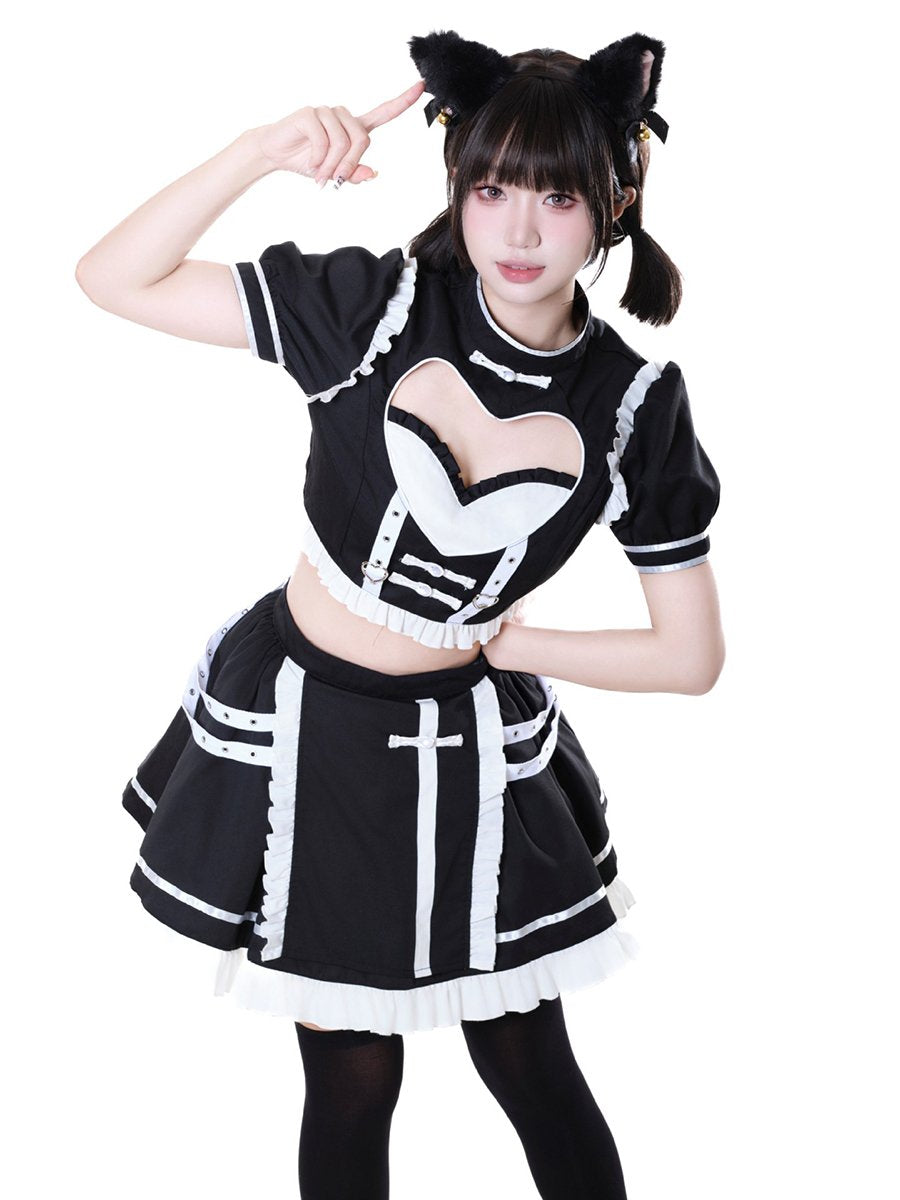 Kawaii Maid Top and Skirt Cosplay Costume Set Blesssafe