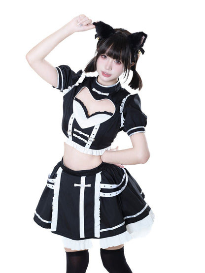 Kawaii Maid Top and Skirt Cosplay Costume Set Blesssafe