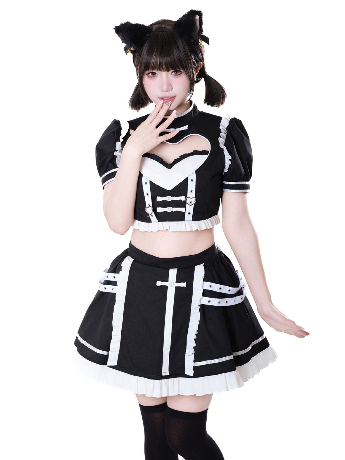 Kawaii Maid Top and Skirt Cosplay Costume Set Blesssafe