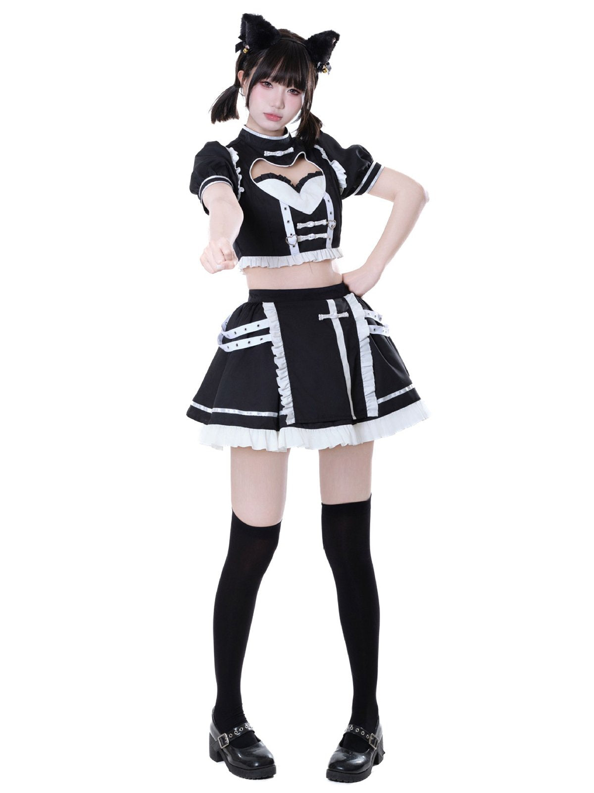Kawaii Maid Top and Skirt Cosplay Costume Set Blesssafe