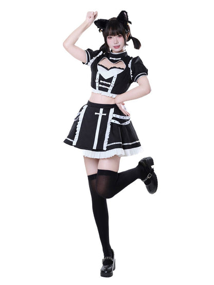 Kawaii Maid Top and Skirt Cosplay Costume Set Blesssafe