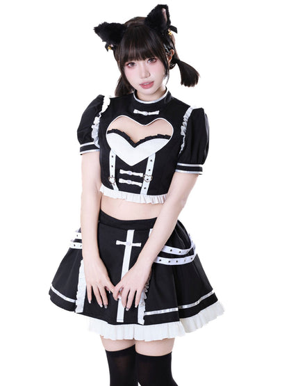 Kawaii Maid Top and Skirt Cosplay Costume Set Blesssafe