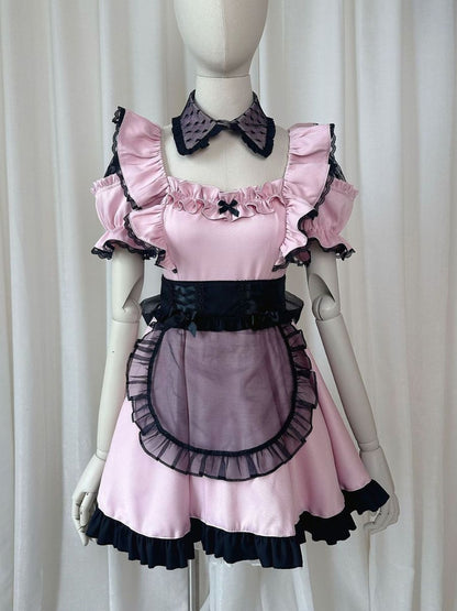Kawaii Pink Lolita Maid Cosplay Outfit Set Blesssafe