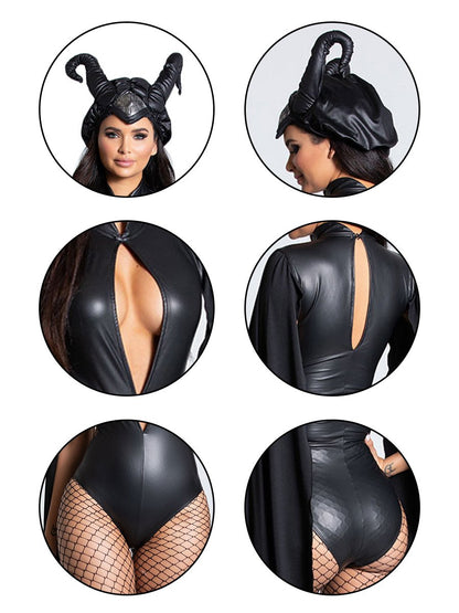 Latex Lingerie Devil Bodysuit & Horns