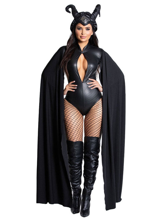 Latex Lingerie Devil Bodysuit & Horns