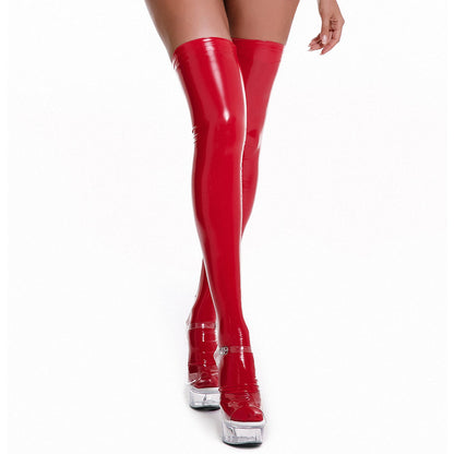 Faux Leather Lingerie Thigh High Stockings