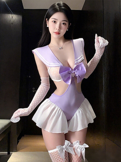 Lavender Sailor Bodysuit Outfit - Kawaii Purple Anime Teddy Set Blesssafe