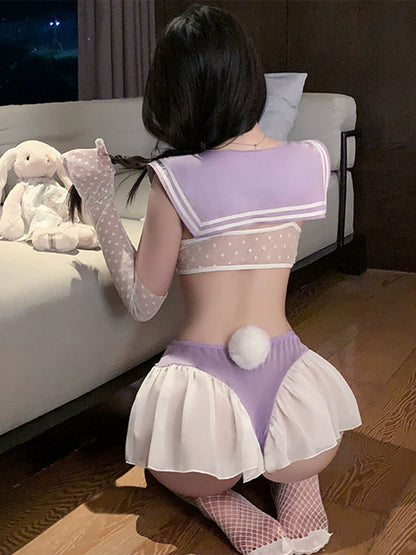Lavender Sailor Bodysuit Outfit - Kawaii Purple Anime Teddy Set Blesssafe