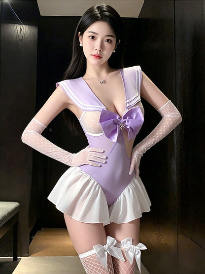Lavender Sailor Bodysuit Outfit - Kawaii Purple Anime Teddy Set Blesssafe
