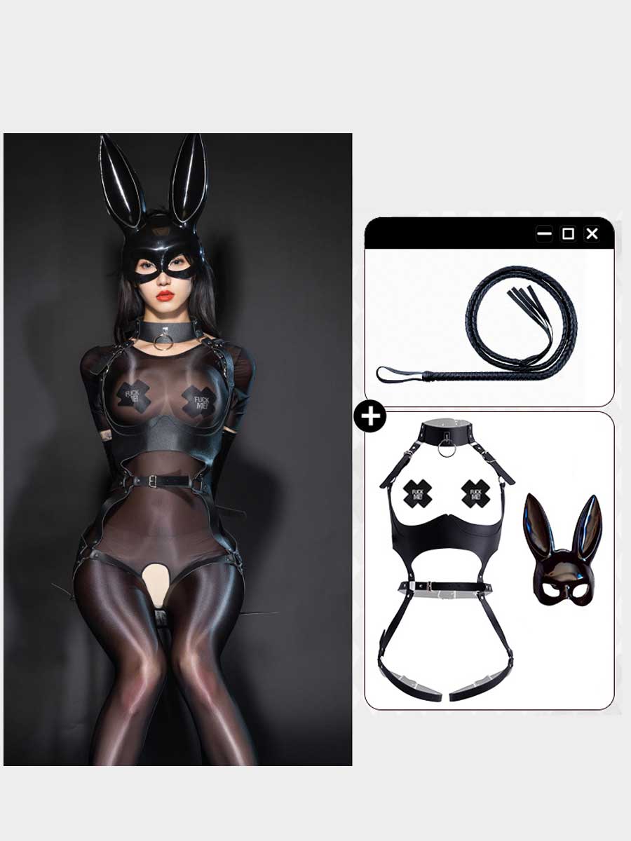 Sexy Bunny Harness Cosplay Lingerie - Strappy Rabbit Teddy blesssafe