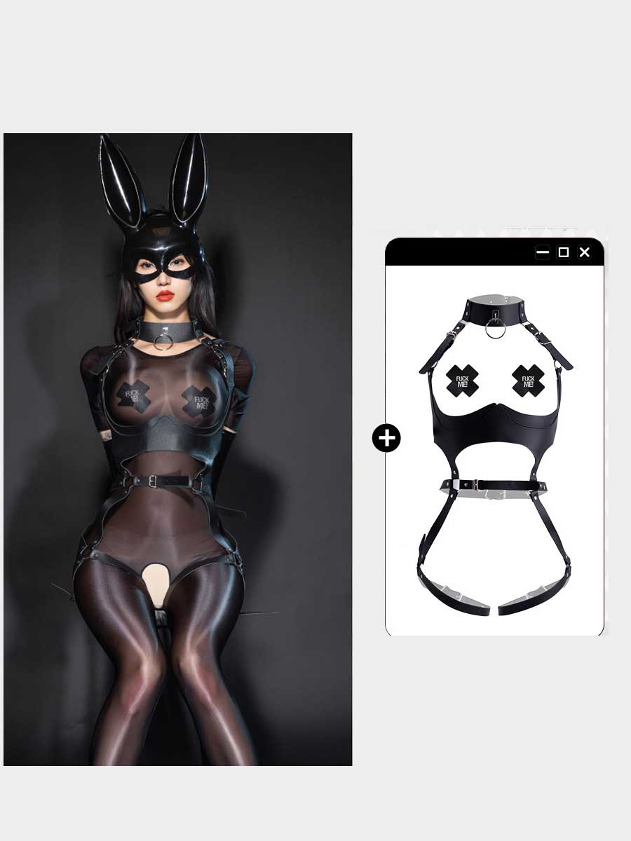Sexy Bunny Harness Cosplay Lingerie - Strappy Rabbit Teddy blesssafe