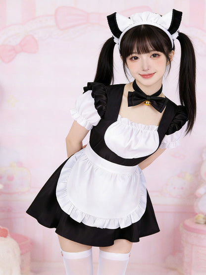 Sweet Lolita Style Ruffled Apron Maid Dress Set Blesssafe