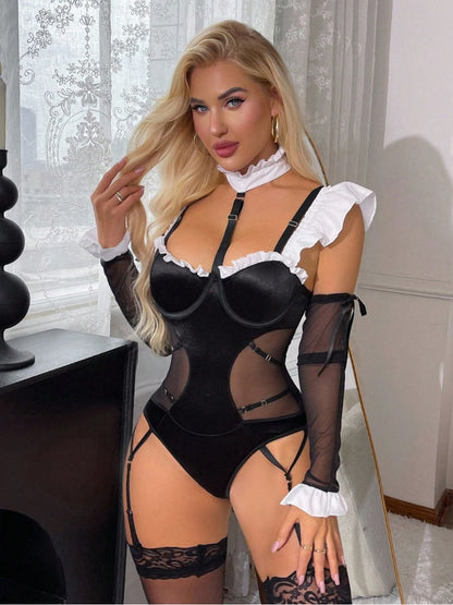 Luxus French Maid Bodysuit Lingerie Teddy Blesssafe